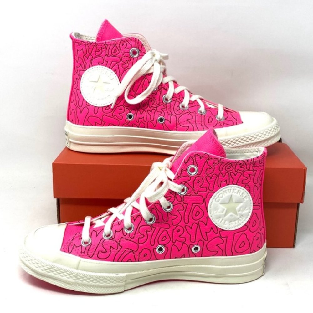 Converse Chuck 70 All Star High Top Pink Leather Women's Sneakers Size 170353C - Picture 3 of 10